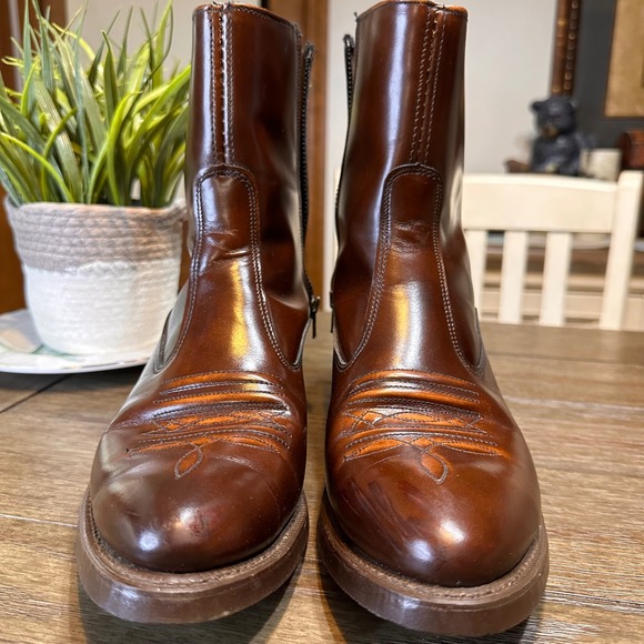 Vintage Texas American Made Brown Leather Western Zip Ankle Cowboy Boots 8.5EE M - Picture 5 of 15